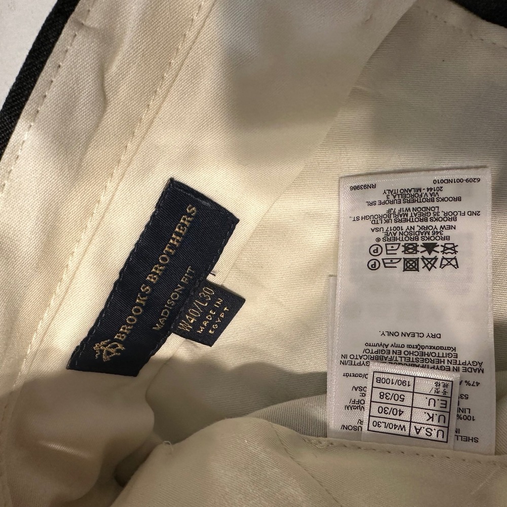 Brooks Brothers Madison Fit Charcoal Grey Wool Blend Dress Pants 40x30 NWT - Picture 6 of 9
